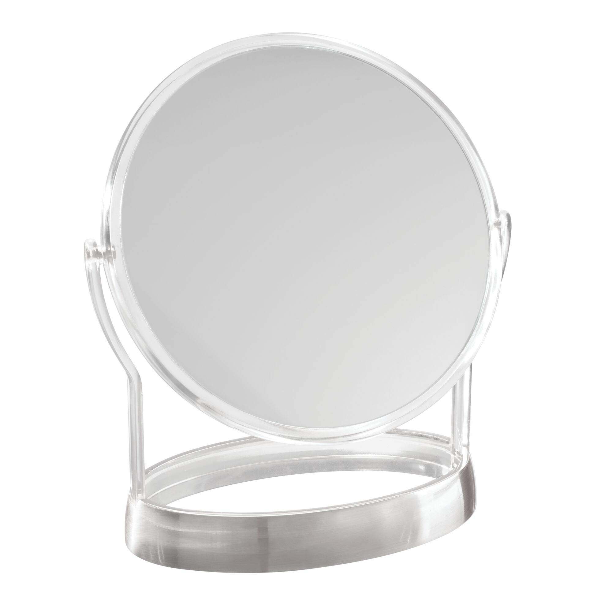 iDesign Haley Vanity Standing Mirror - Clear & Brushed Finish for Bathroom, Bedroom, or Desk - Perfect for Makeup, Grooming & Home Decor