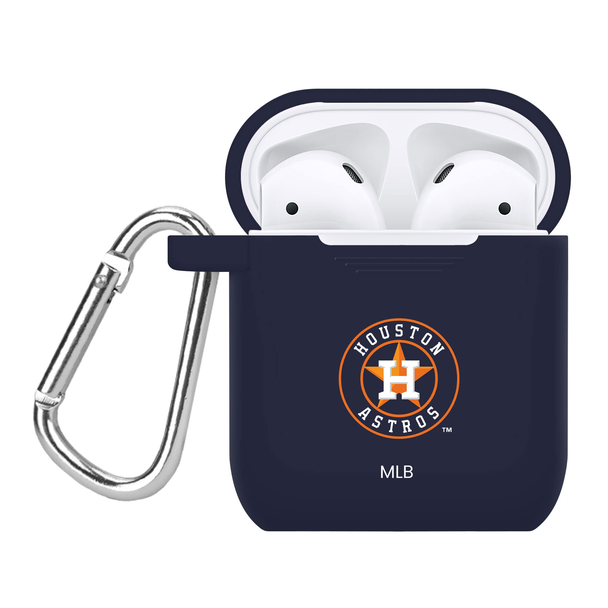 Houston Astros Silicone Sport Watch Band & AirPods Case Cover Combo for Apple Watch - Game Day Accessories for Baseball Fans & Sports Enthusiasts