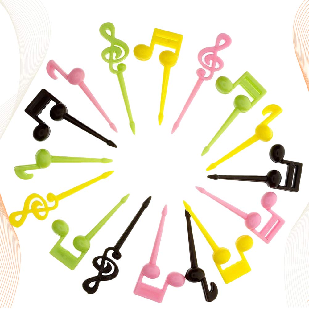 32-Piece Cartoon Music Note Fruit Forks Set - Decorative Food Picks for Parties, Desserts & Fruit Platters (16pcs x 2 Packs) - Perfect for Birthday Celebrations, Baby Showers & Picnics