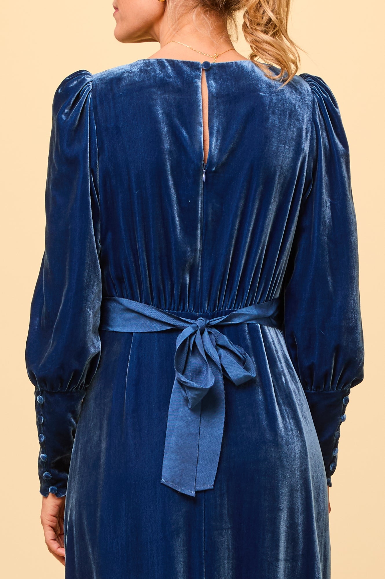 Esmee Women's Velvet Dress - Blue Sapphire Elegant Evening Gown for Parties, Weddings & Special Occasions