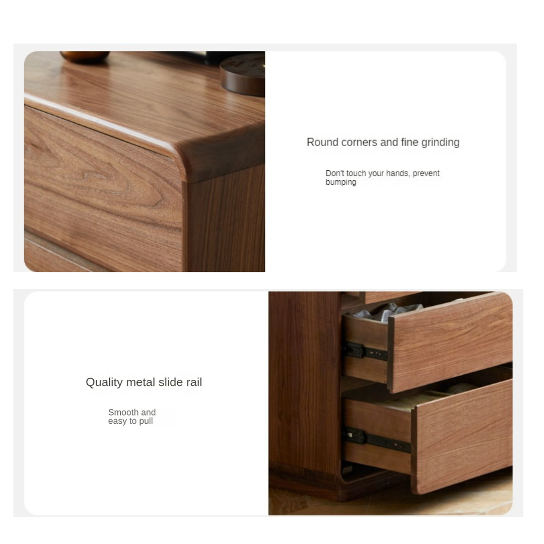 Premium Black Walnut & Golden Sandalwood Solid Wood Extendable Vanity Dressing Table - Perfect for Bedroom Makeup, Beauty Salon & Home Decor