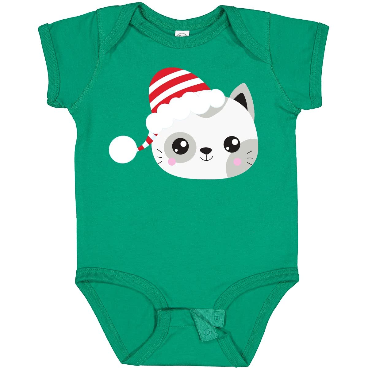 Inktastic Christmas Cat Bodysuit - Cute Cat with Santa Hat for Babies | Holiday Outfit, Newborn Photo Shoot, Festive Gift Idea