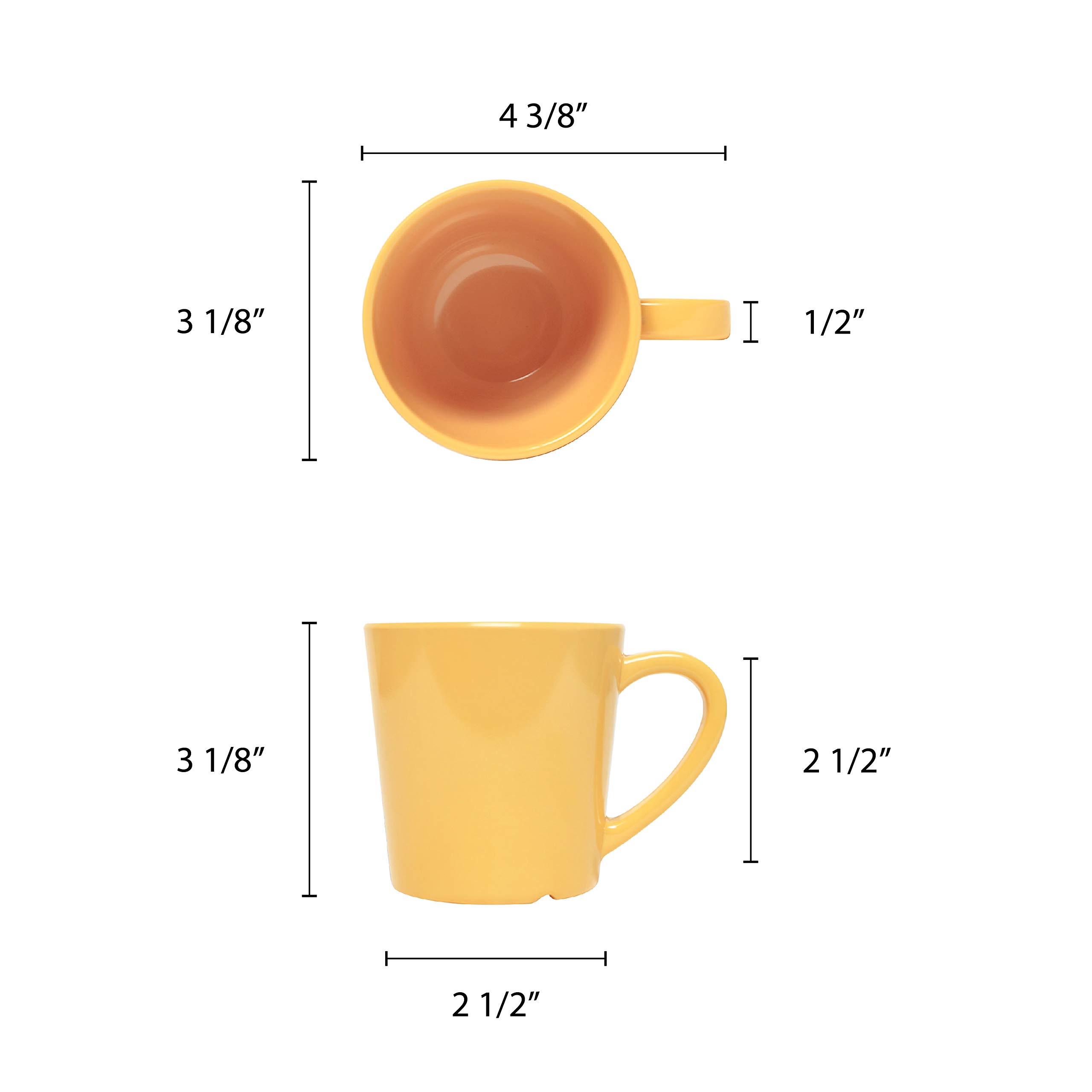 Premium Yellow Melamine Coffee Mug Set - 7 oz (3.125 Inch) - Durable BPA-Free Dishwasher Safe Cups - Pack of 12 - Perfect for Restaurants, Picnics, Camping & Outdoor Dining