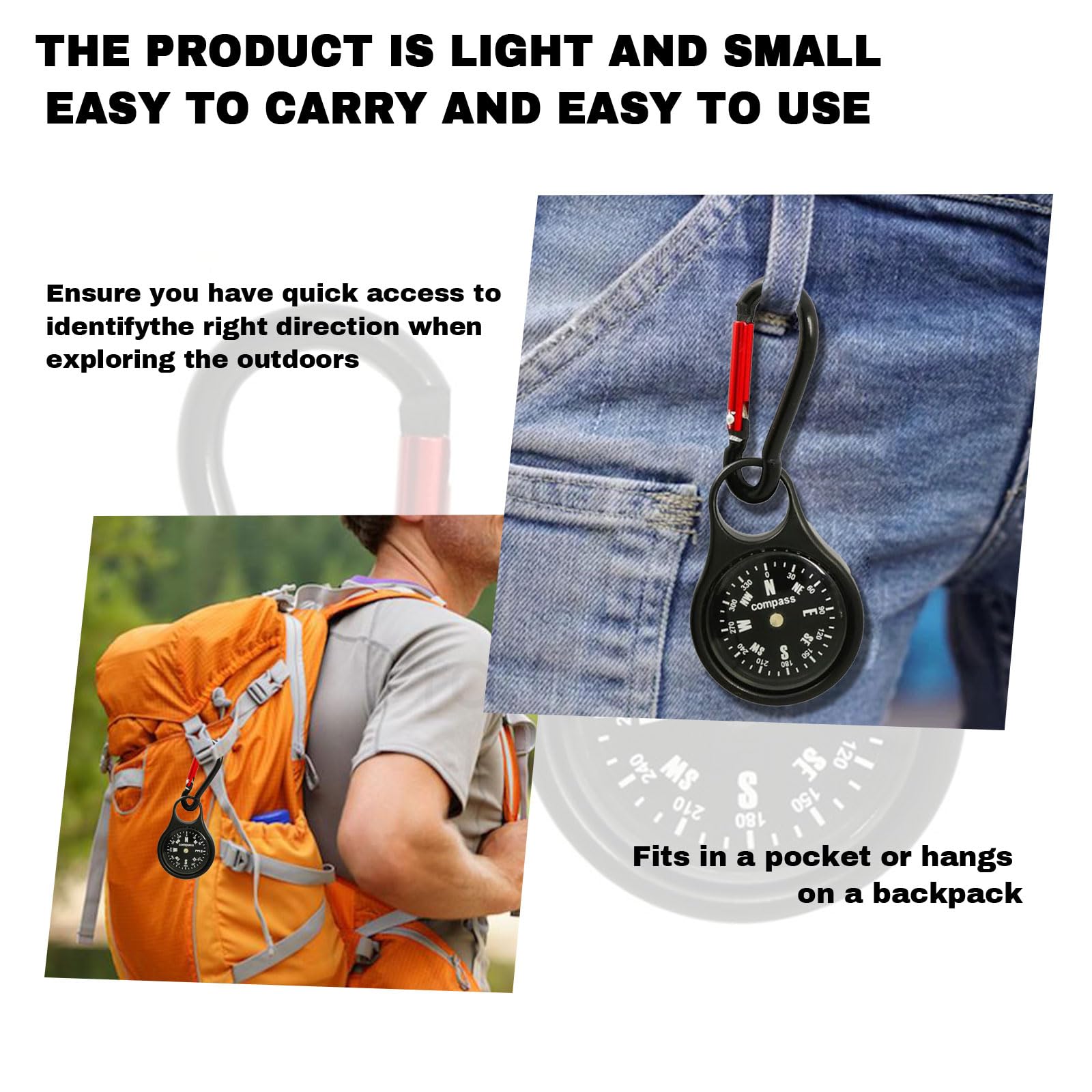 Custom Portable Compass Keychain - Mini Waterproof Luminous Survival Compass for Men | Perfect for Hiking, Camping, Hunting & Map Navigation | Great Outdoor Adventure Gift