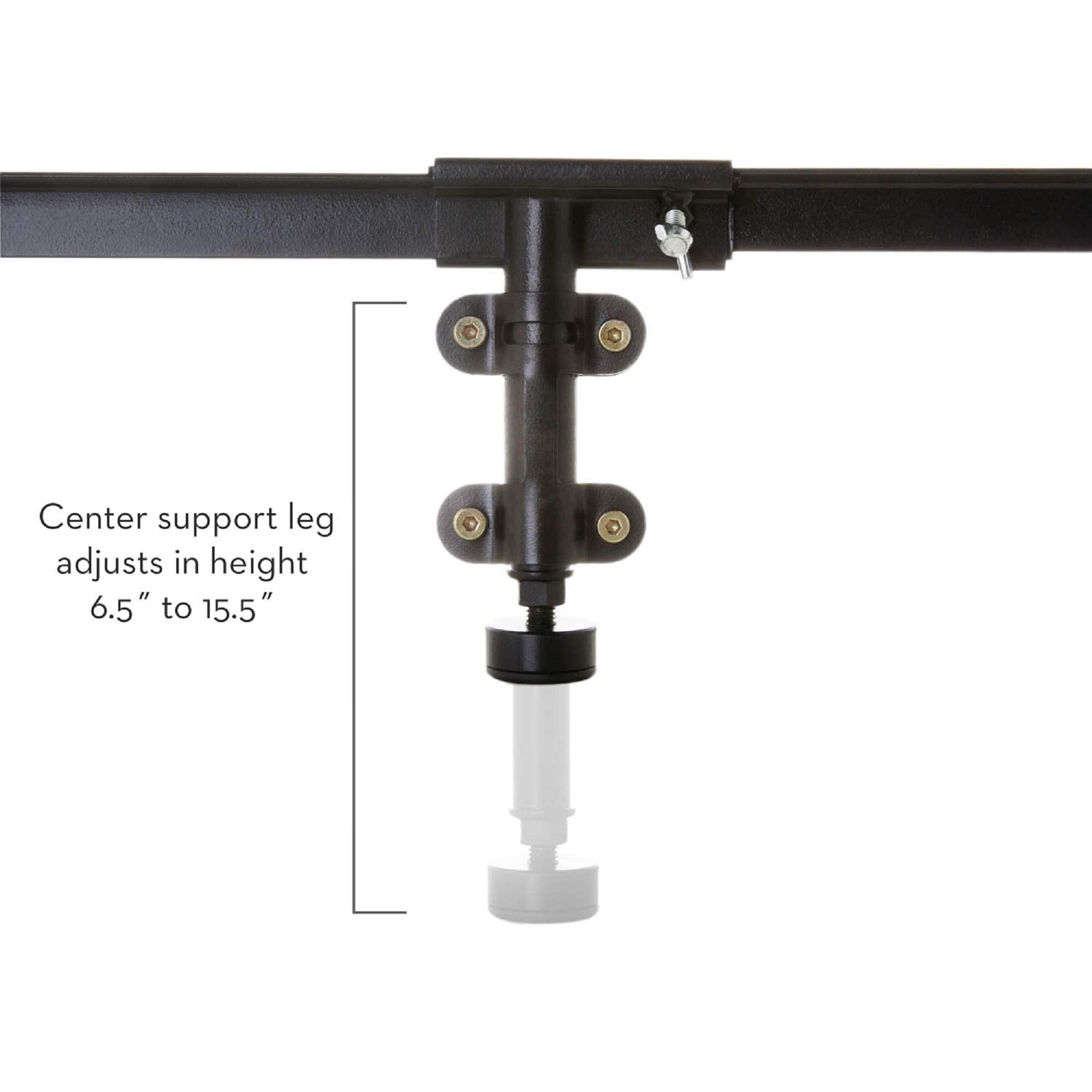 MALOUF Adjustable Metal Bed Rails for Queen Size Beds - Hook-on Design with Center Bar & Height Support - Durable Black Finish - Perfect for Kids, Elderly Safety & Guest Room Use