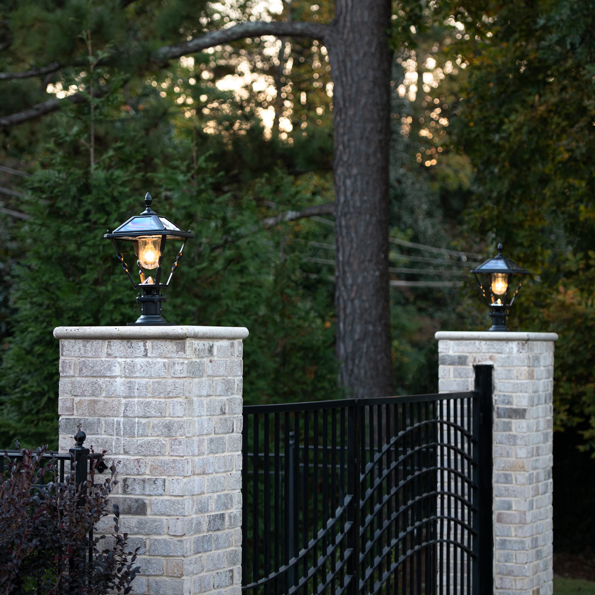 Gama Sonic Black Aluminum Outdoor Solar Post Light - 3-inch Fitter for Lamp Posts & Pier Mount (Sold Separately) - 2700K Warm White LED - Weatherproof Solar Pathway Lighting for Garden, Driveway & Walkway (Model 133B50012)
