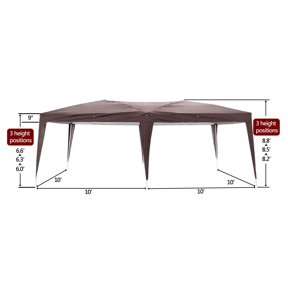 **Waterproof Folding Pop Up Gazebo Tent with 4 Sidewalls & 2 Windows – 3 Height Adjustable, Portable Carry Bag, Oxford Fabric – Perfect for Outdoor Parties, Beach Camping, Weddings & Lawn Events (Dark Coffee, 3x6m)**