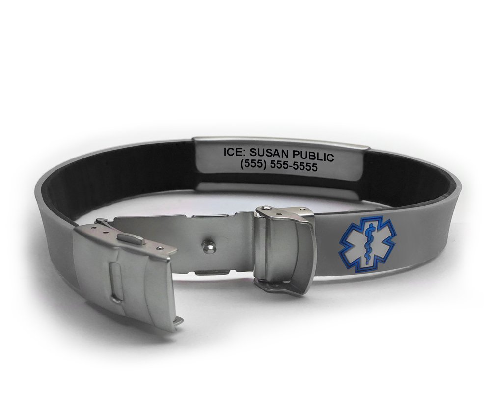 Epilepsy Medical Alert Bracelet - Slim & Sporty ID Bracelet for Men & Women - Emergency Medical Information Jewelry for Seizure Safety & Daily Wear