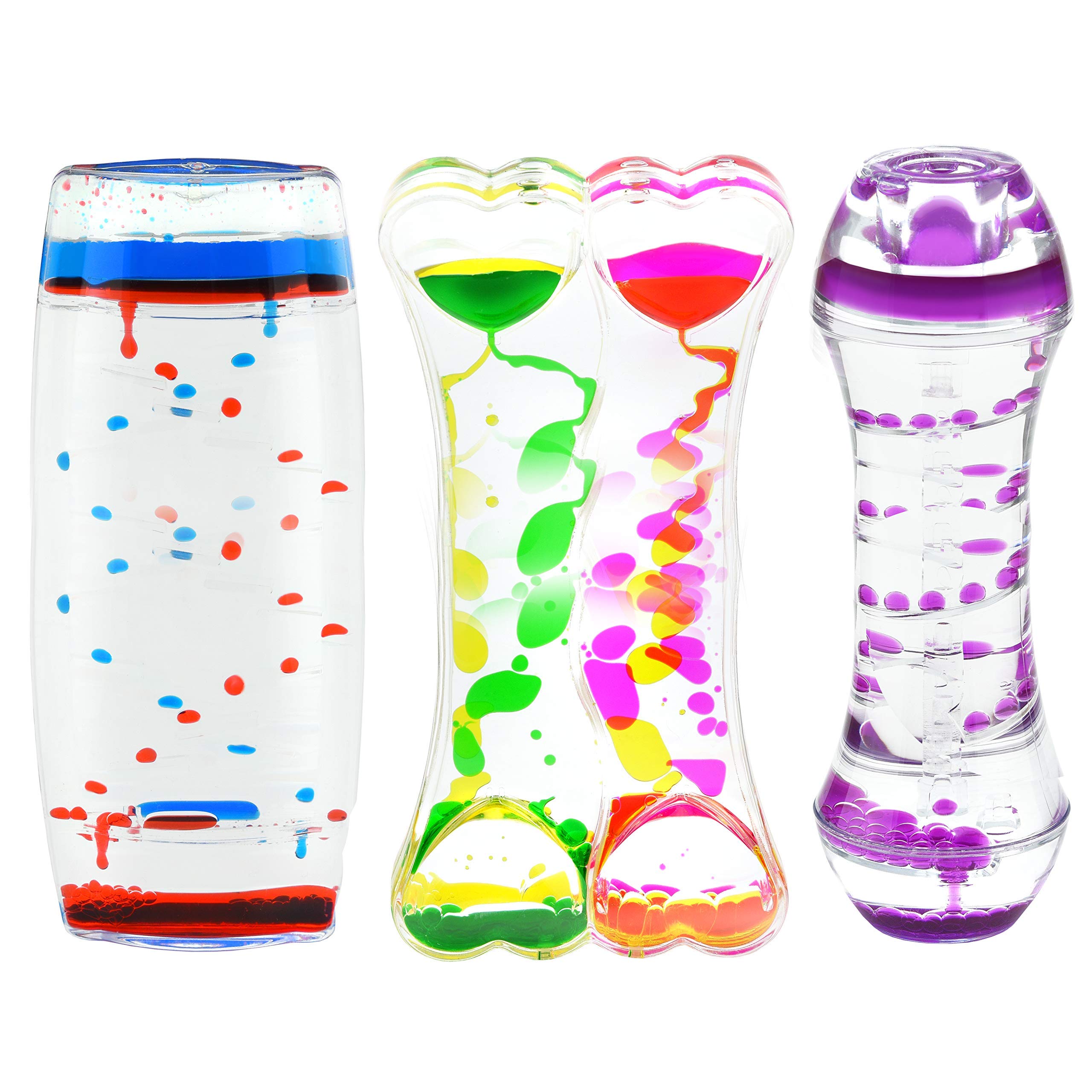 Playlearn Sensory Liquid Timer - Motion Bubbler Fidget Toy Set (3-Pack) for Stress Relief, Autism & ADHD Focus - Perfect for Classroom, Office & Home Relaxation