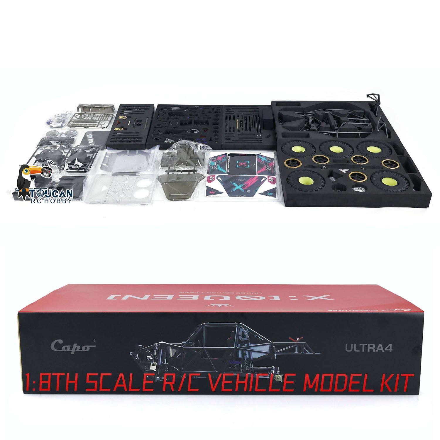 US Stock Capo U4 CD1582X Queen 1/8 Scale RC Crawler 4x4 Off-Road Remote Control Car Kit with 2-Speed Transmission - Perfect for Rock Crawling, Trail Adventures & RC Racing Enthusiasts