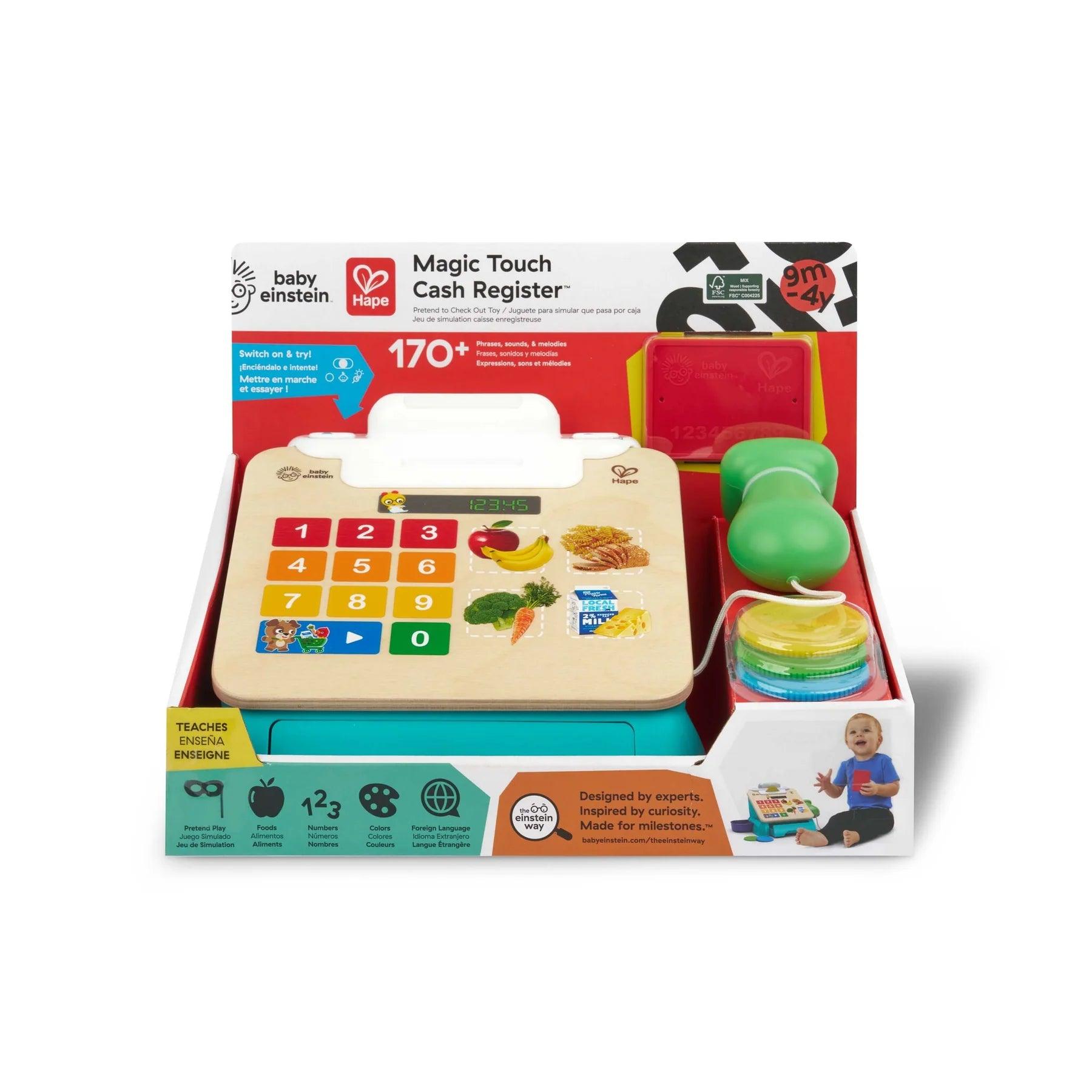 Baby Einstein HAPE Magic Touch Wooden Cash Register Toy - Pretend Play Shopping Set for Kids Ages 3+ | Perfect for Role Play, Math Learning & Imaginative Play at Home or Preschool