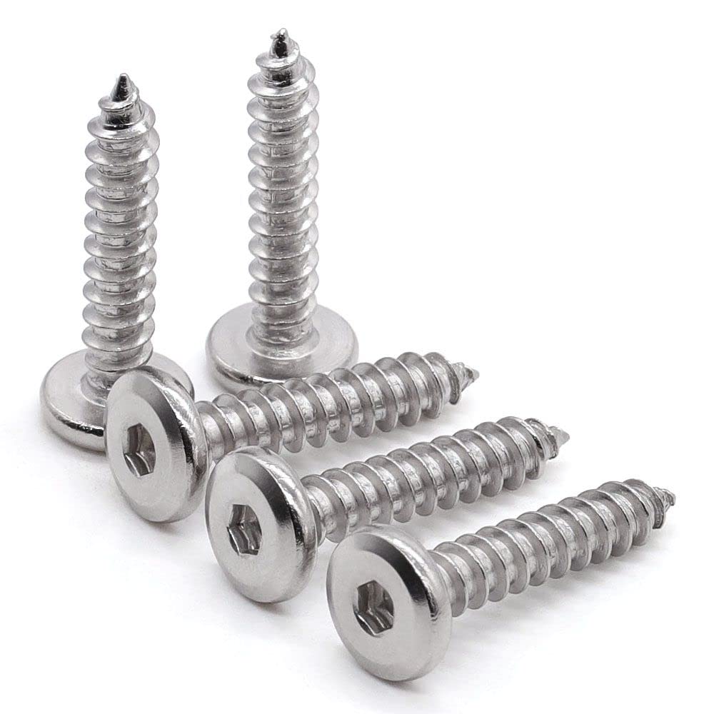 100-Pack M4 x 25mm Round Socket Head Self-Tapping Screws - 304 Stainless Steel 18-8 Type A Point - Sheet Metal, Wood & Furniture Screws for DIY Projects, Home Repairs & Cabinet Installation