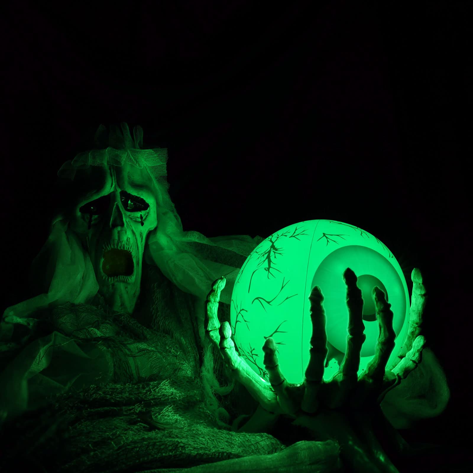 DULRLLY Halloween Inflatable LED Eyeballs - 13 Color Changing Remote Control Light-Up Bloodshot Eyeball Decorations for Yard, Garden, Party | Spooky Outdoor Decor, Haunted House Props, Halloween Party Supplies