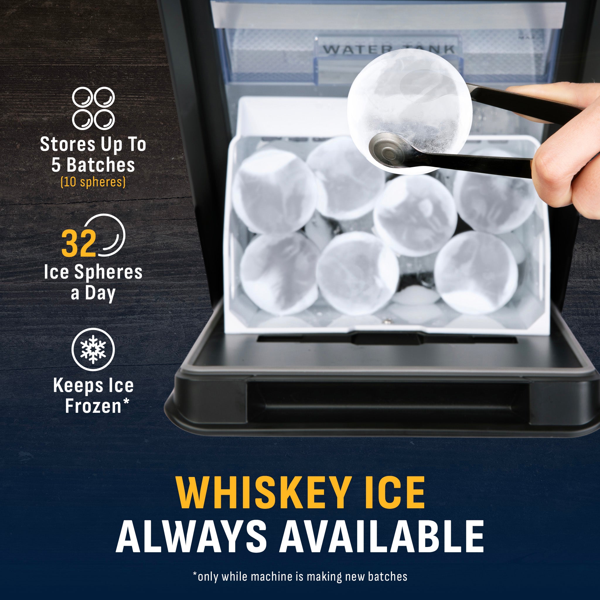 Newair® Countertop Whiskey Ice Ball Maker - 32 Ice Spheres in 24 Hours | Perfect for Cocktails, Bourbon & Scotch | Home Bar & Party Essential