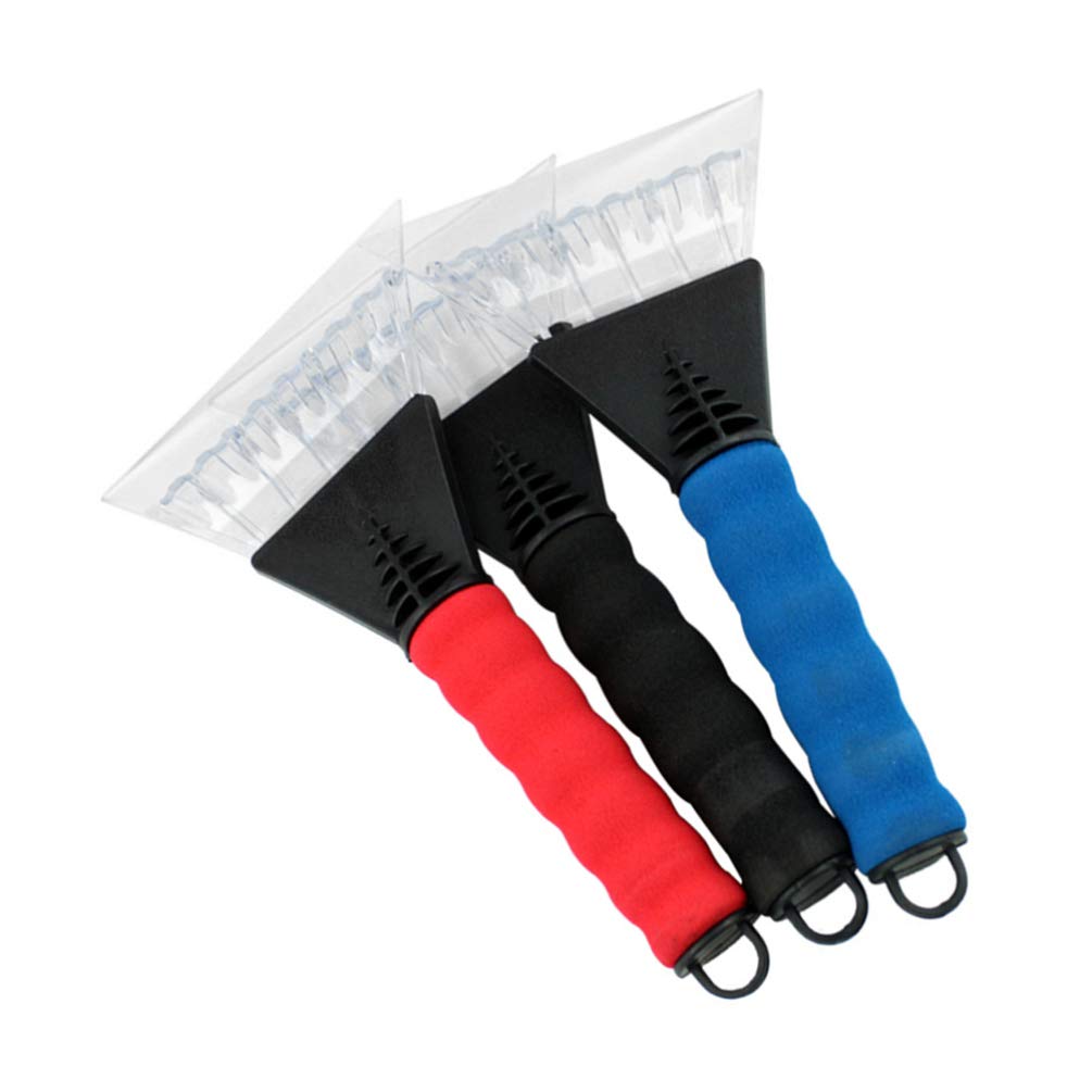 3-Pack Small Ice Scraper Blades with Foam Handle - Windshield Snow Scraper Tool for Car, Truck & SUV - Winter Auto Accessories for Snow Removal & Frost Cleaning (Home, Office & Travel Use)
