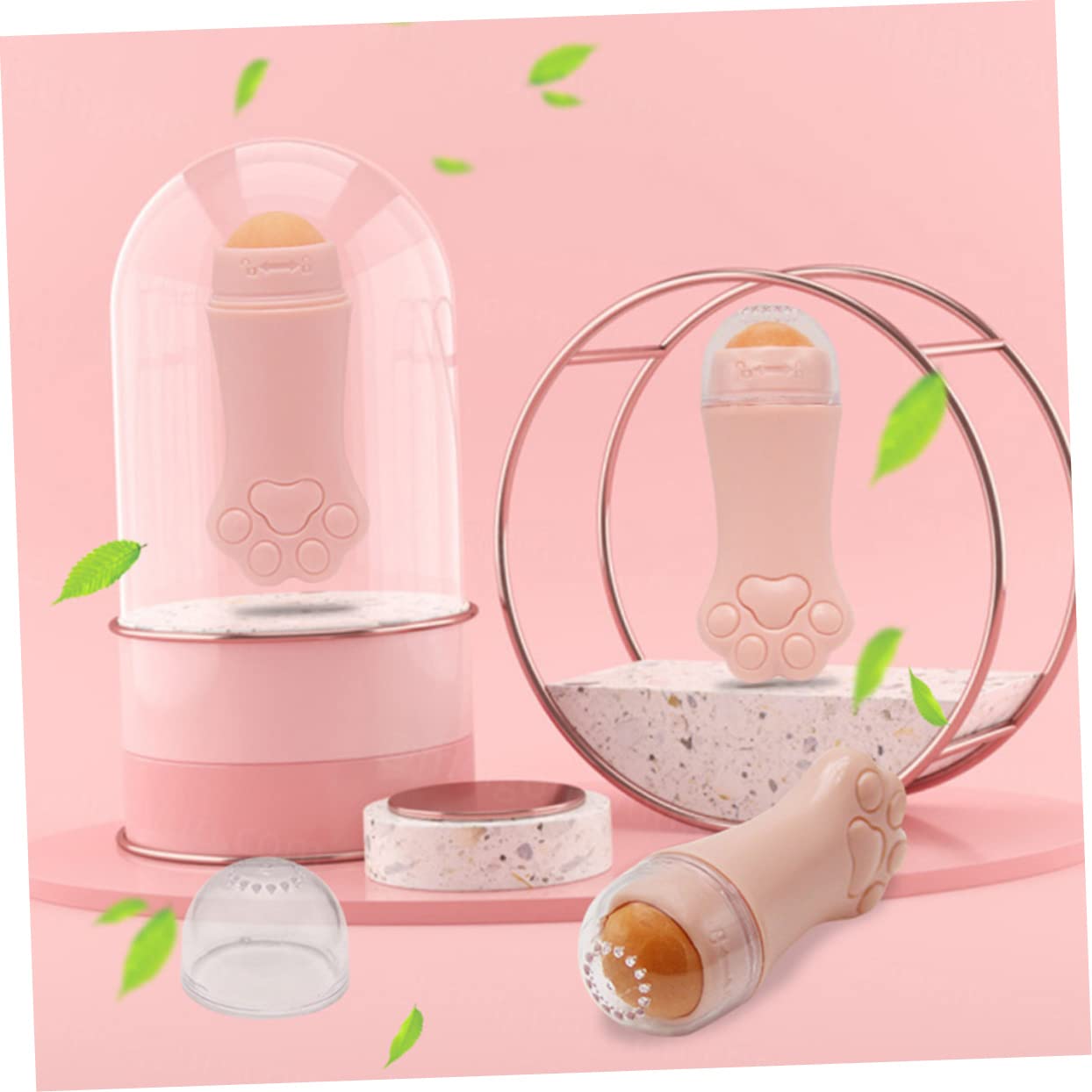 NOLITOY Volcanic Stone Oil-Absorbing Ball - Pink Facial Roller for Oily Skin, Lip Oil Blotting & Massage Tool | Skin Care, Makeup Prep, On-the-Go Shine Control