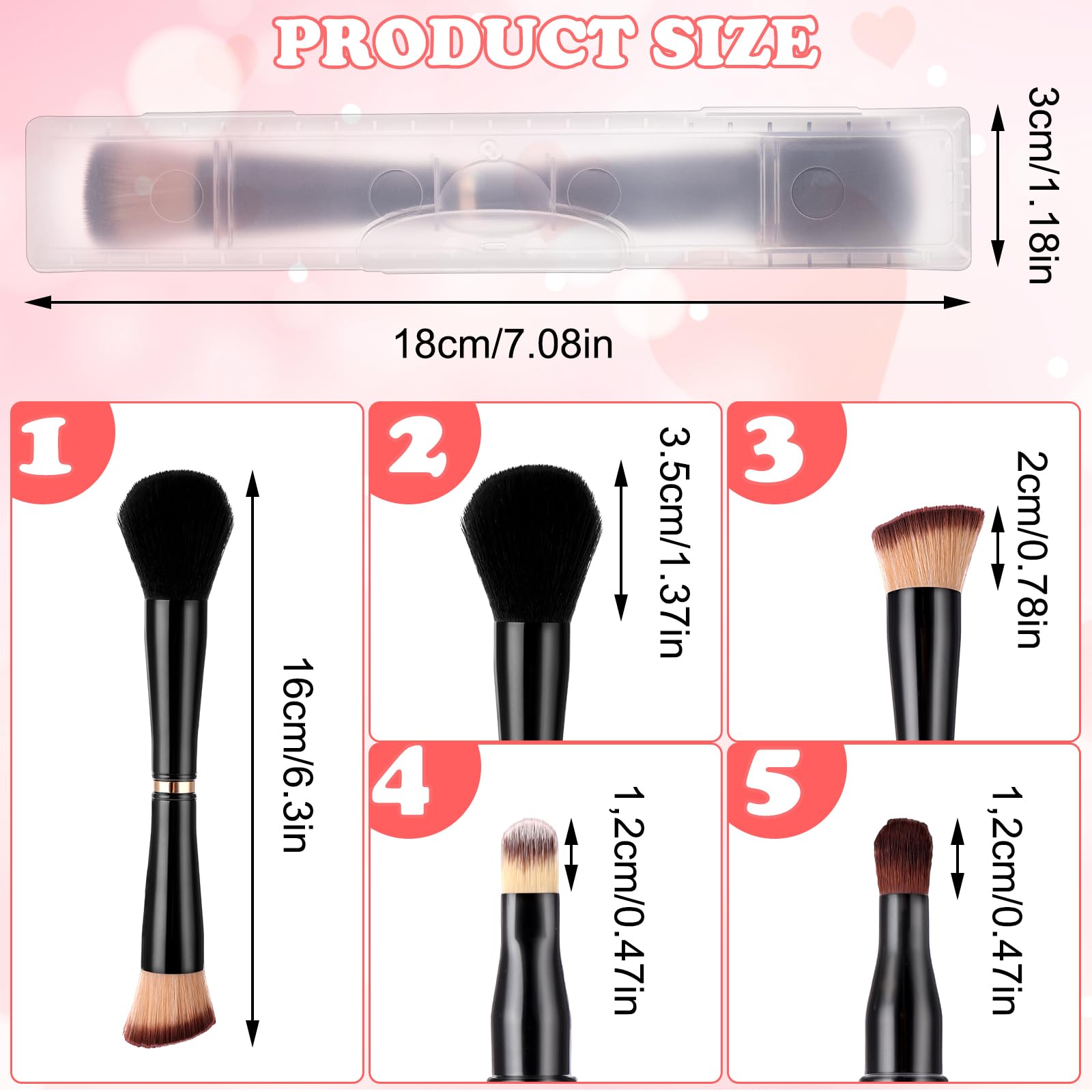 4-in-1 Travel Makeup Brush Set with Case - Foundation Brush, Blush Brush, Eyeshadow Brush & Concealer Brush | Dual-Ended Makeup Brushes for Perfect Base & Eye Makeup | Ideal for Travel, Home & Professional Use