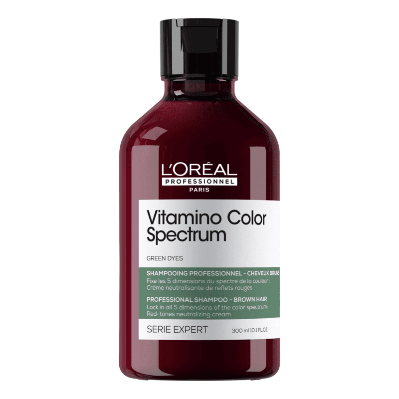 L'Oréal Professionnel Vitamino Color Spectrum Green Tinted Shampoo for Dark Brown Hair - Sulfate-Free Color Protection & Shine Enhancement | Perfect for Color-Treated & Chemically Processed Hair