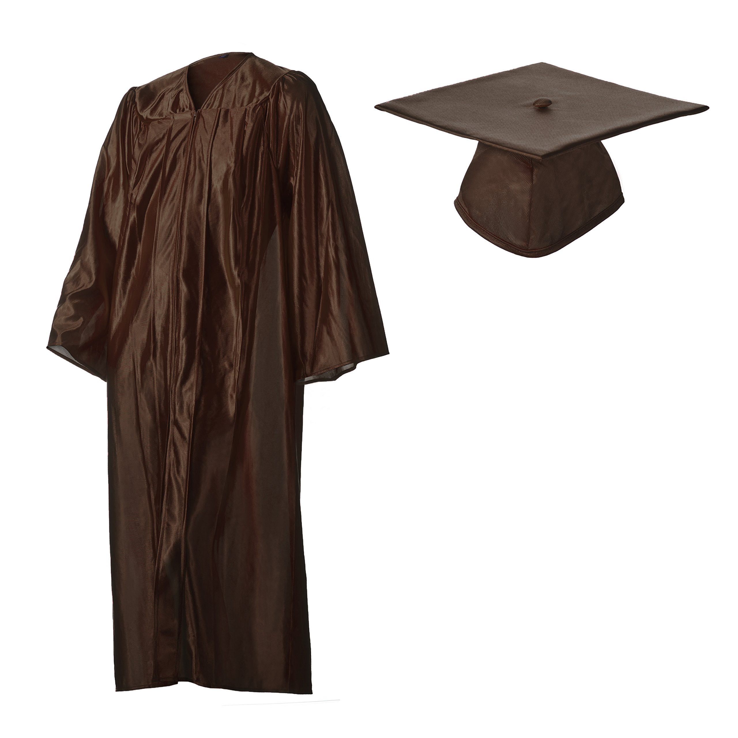 Graduation Cap and Gown Set - Shiny Brown - Multiple Sizes for High School & College Ceremonies - Perfect for Commencement Photos & Graduation Parties