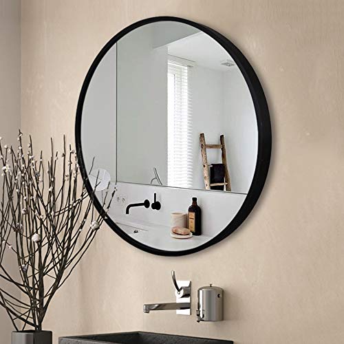 24 Inch Gold Round Wall Mirror - Large Circle Vanity Mirror for Bathroom, Living Room & Entryway - Rustic Home Decor Accent Mirror for Bedroom, Dining Room & Hallway