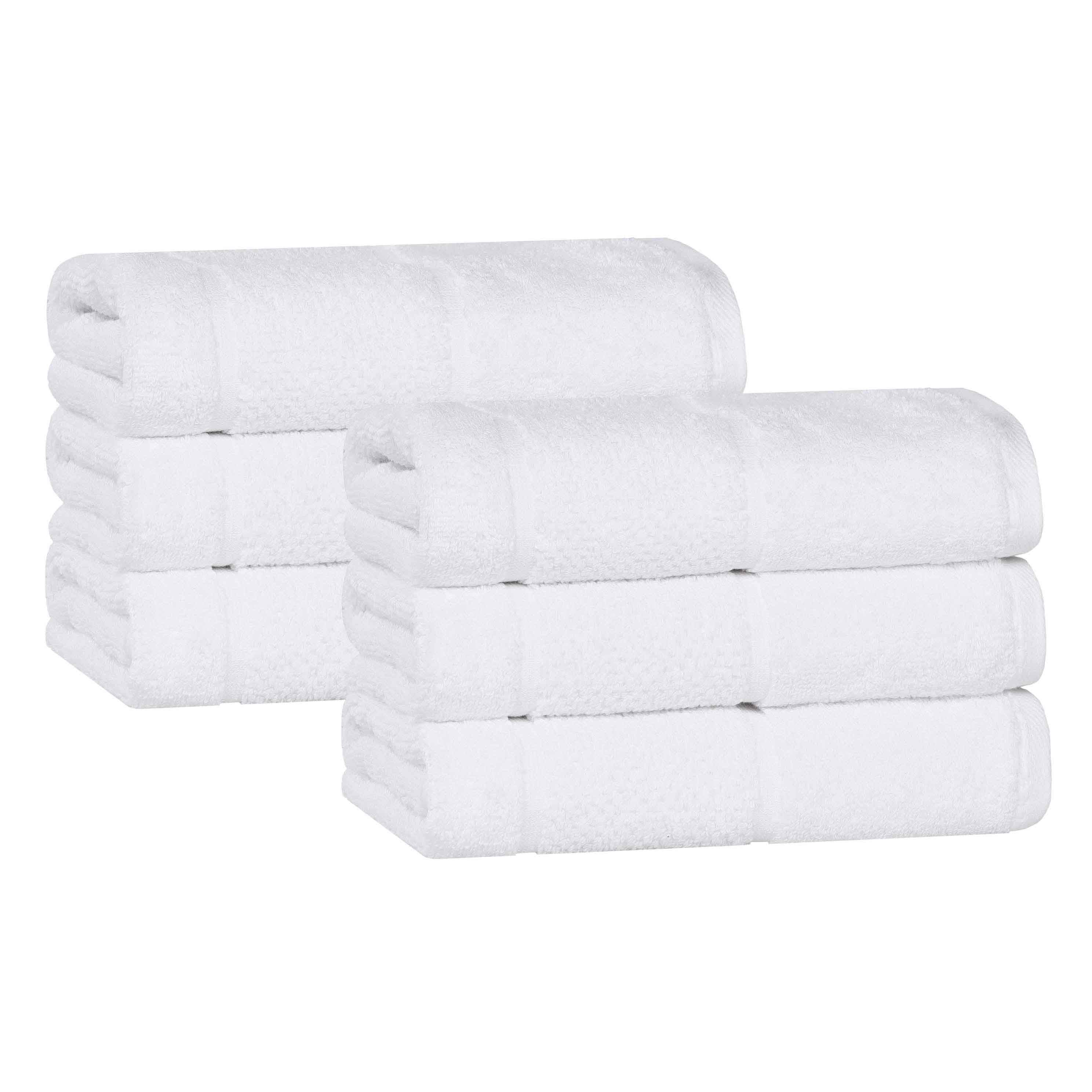 Premium Cotton Hand Towels Set of 6 - Soft & Absorbent Bath & Kitchen Towels for Home, Gym, Spa - Mile Smart Twist Solid Color Towels