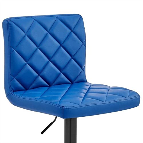 Adjustable Blue Faux Leather Swivel Bar Stool - Modern Counter Height Stool for Kitchen Island, Home Bar & Office - Perfect Gift for Men, Women & Dad (Father's Day, Birthday, Housewarming)