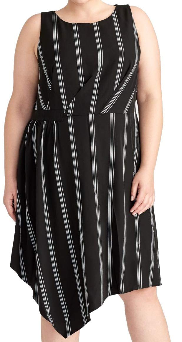 Rachel Roy Women's Striped Asymmetrical Dress - Flowy Summer Midi Dress for Casual Outings, Beach Vacations & Date Nights
