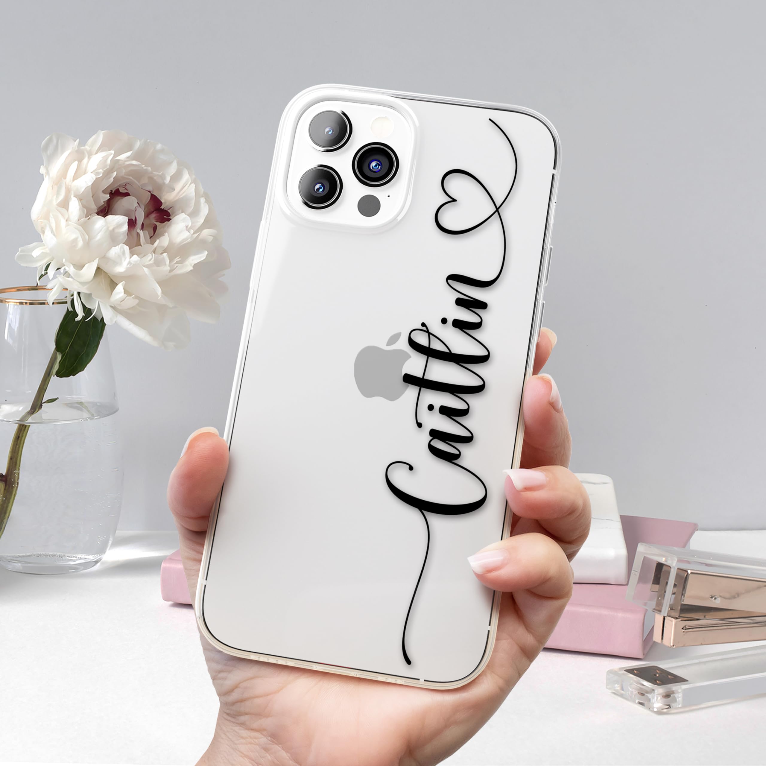 Custom Name Handwriting Font Clear Phone Case for iPhone 16 Pro Max/16e/15 Plus/14/13 mini/12/11 - Personalized Protective Cover for Everyday Use & Gifting
