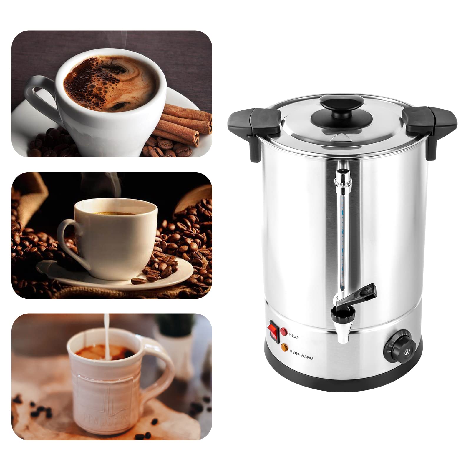 1000W Electric Percolator Coffee Pot & Tea Urn - 8L/270Oz (12L Available) Stainless Steel Commercial Coffee Maker with Adjustable Temperature - Perfect for Home, Office, Wedding, Catering & Large Gatherings - Automatic Brewing for Fresh Coffee & Tea Anytime