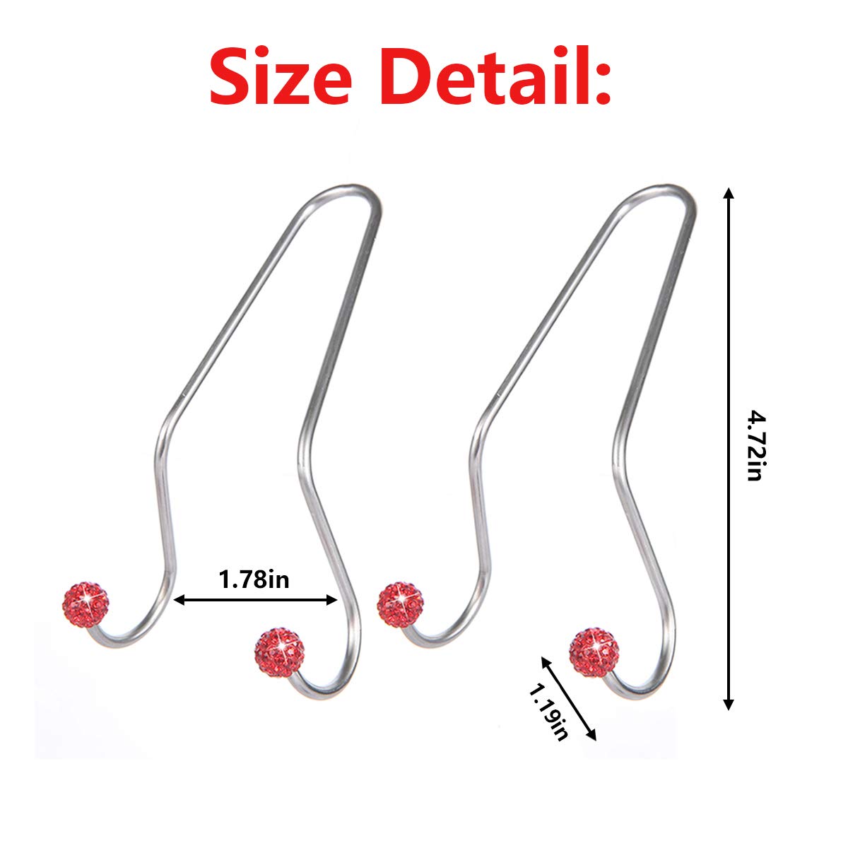 Rhinestone Car Seat Hooks - Universal Car Headrest Hangers for Purse, Bag & Organizer Storage - Durable Auto Backseat Hooks for Women (Red) - Perfect for Road Trips, Shopping & Daily Commute