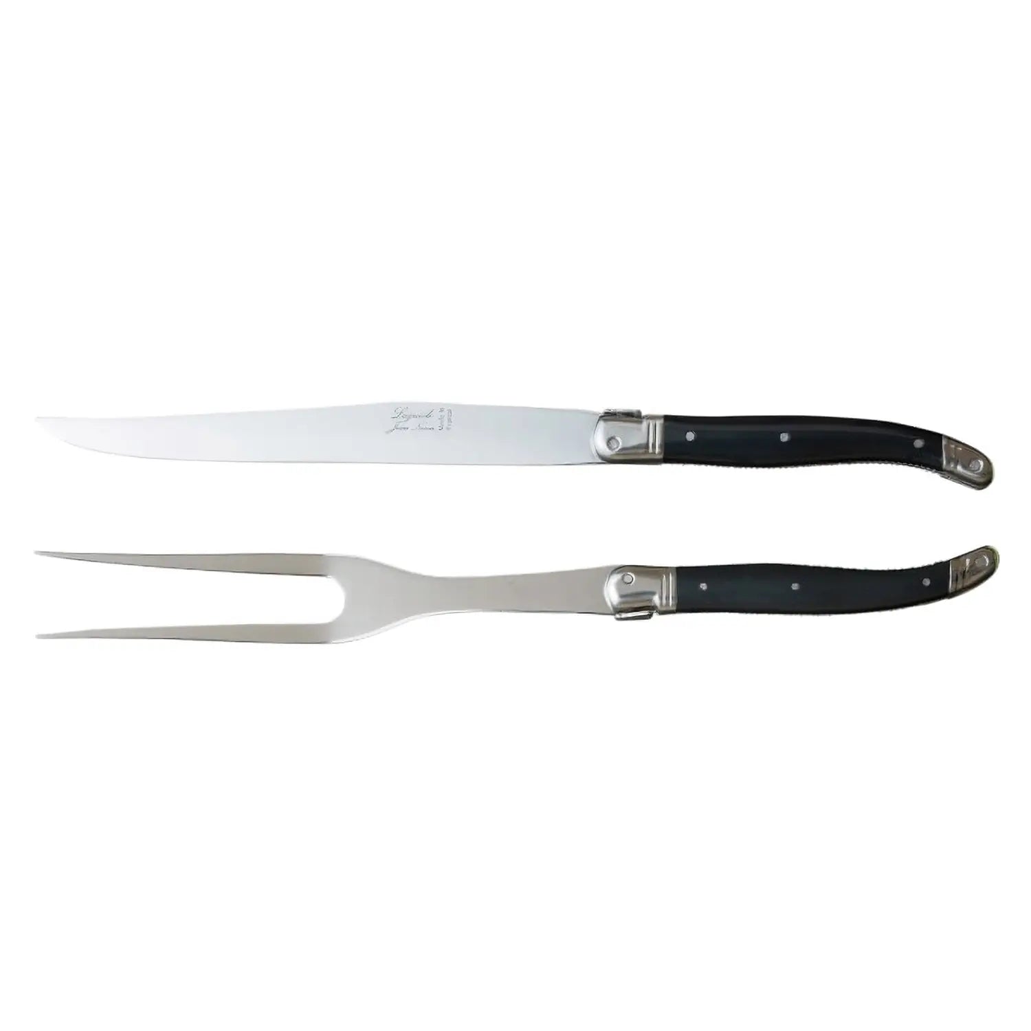 Miranda Style Jean Neron Laguioles Stainless Steel Carving Knife & Fork Set - Premium Steak Knife Set for Fine Dining, BBQ & Kitchen Use