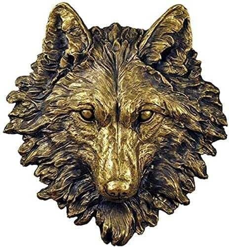 YAOJIA Handmade Large Wolf Head Sculpture Wall Decor - Farmhouse Animal Head Wall Art for Living Room, Bedroom, Bar & Cabin (White) - Perfect for Rustic Home Decor, Hunting Lodge & Western Style Interior Design