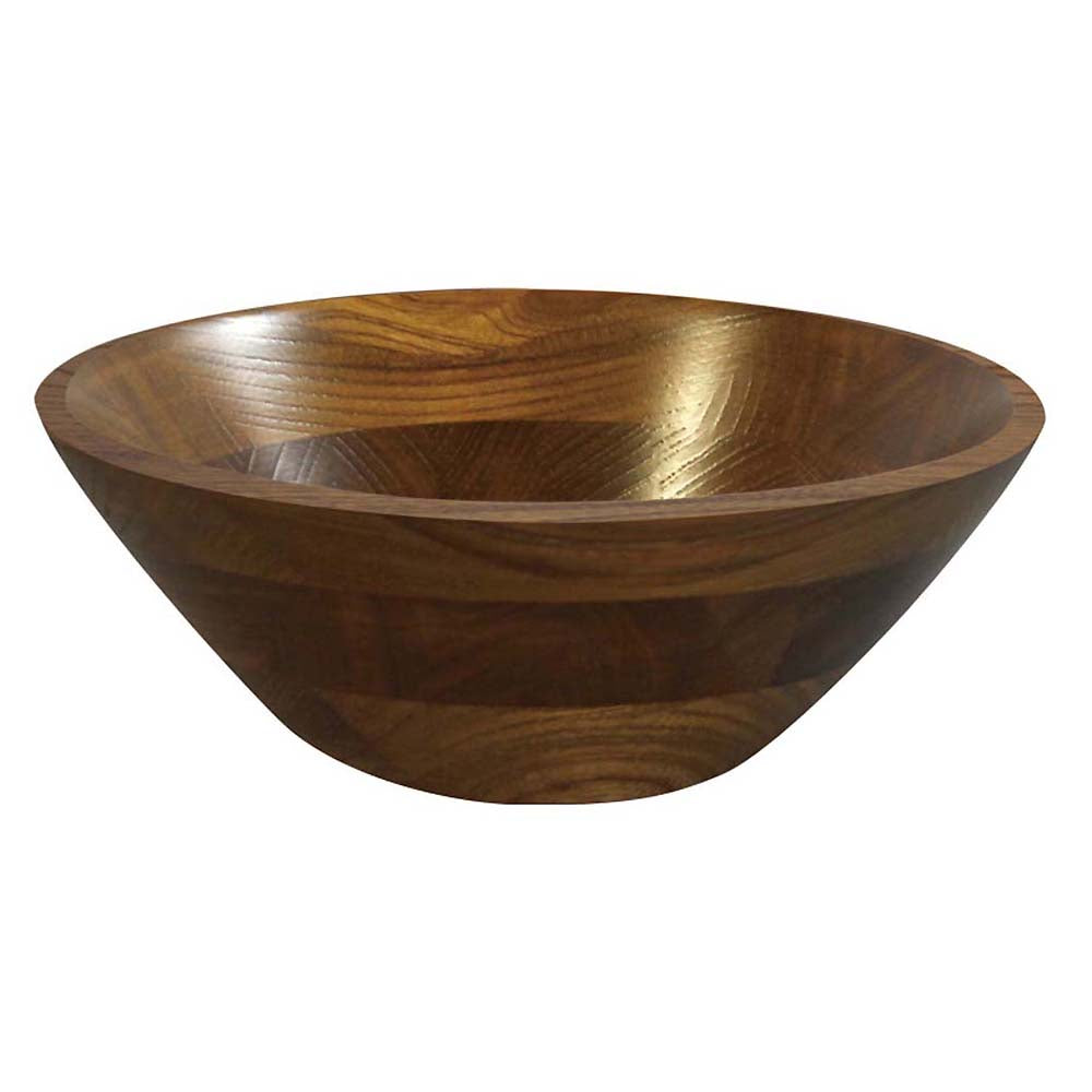 Premium Zelkova Wood Salad Bowl with Flat Edge - Handcrafted Japanese Kijihiki Style for Fresh Salads, Fruits & Serving Dishes - Ideal for Dining, Entertaining & Healthy Meal Prep