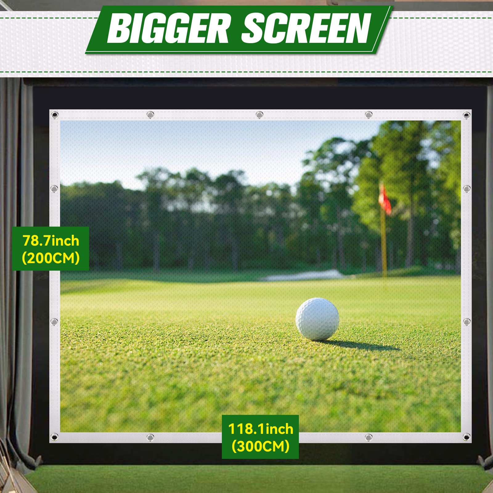 Aikeec 10ft Golf Simulator Impact Screen - 7mm Thickened Ultra Clear Golf Hitting Screen with 32 Grommets for Indoor/Home/Garage Training | 5 Size Options | Perfect for Golf Practice, Entertainment & Virtual Golf Games