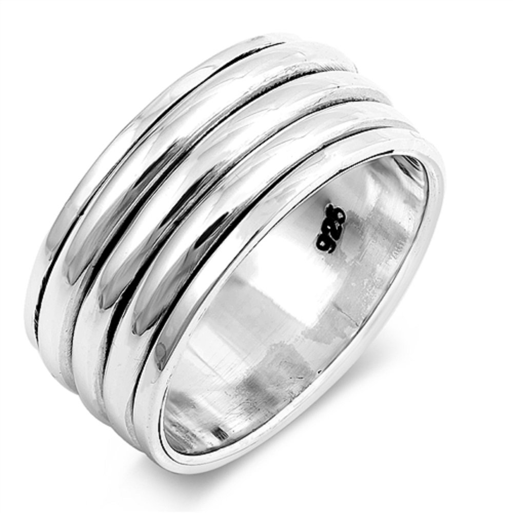 925 Sterling Silver Tri Bands Spinner Ring for Women & Men - Stress Relief Fidget Jewelry - Adjustable Spinning Band Ring for Anxiety Relief, Meditation & Focus - Perfect Gift for Birthday, Anniversary