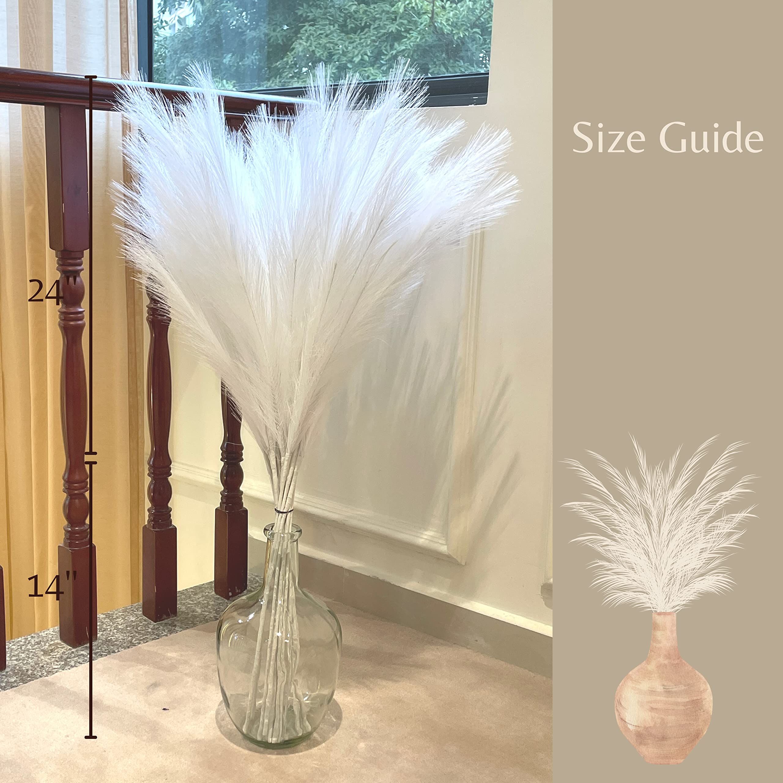 PERFNIQUE Artificial Pampas Grass, 9PCS Large Faux Pampas Grass Stems, 38
