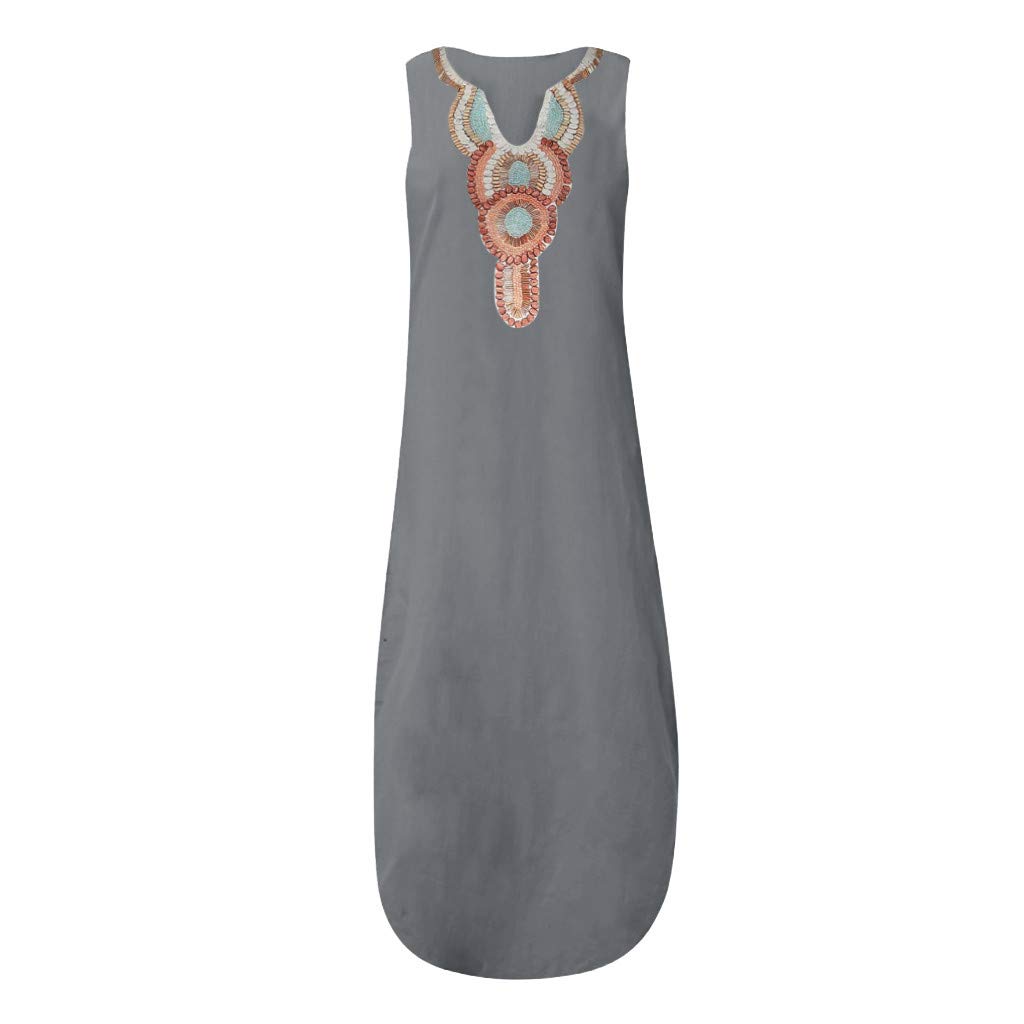 Women's Short Sleeve Loose Plain Maxi Dress - Casual Long Swing Dress in Gray | Perfect for Summer Outings, Beach Vacations & Everyday Wear