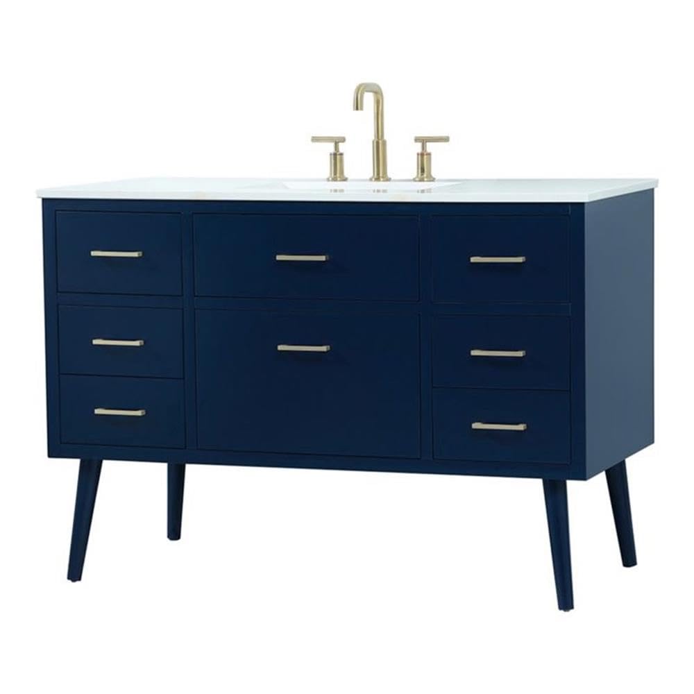 48 Inch Blue Bathroom Vanity Cabinet with Sink - Modern Elegant Kitchen & Bath Storage for Small Spaces | Perfect for Master Bath, Guest Bathroom Remodeling