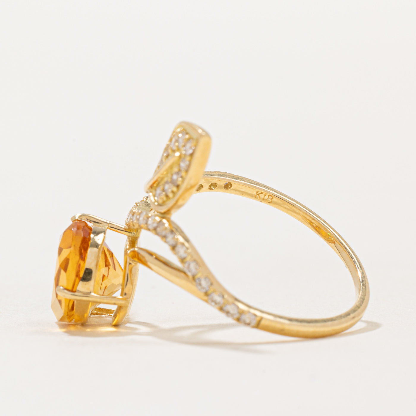 2.25ct Citrine & 0.30ct Diamond Leaf Ring - Size 6.5 - Elegant Nature-Inspired Jewelry for Women - Perfect for Weddings, Anniversaries & Special Occasions