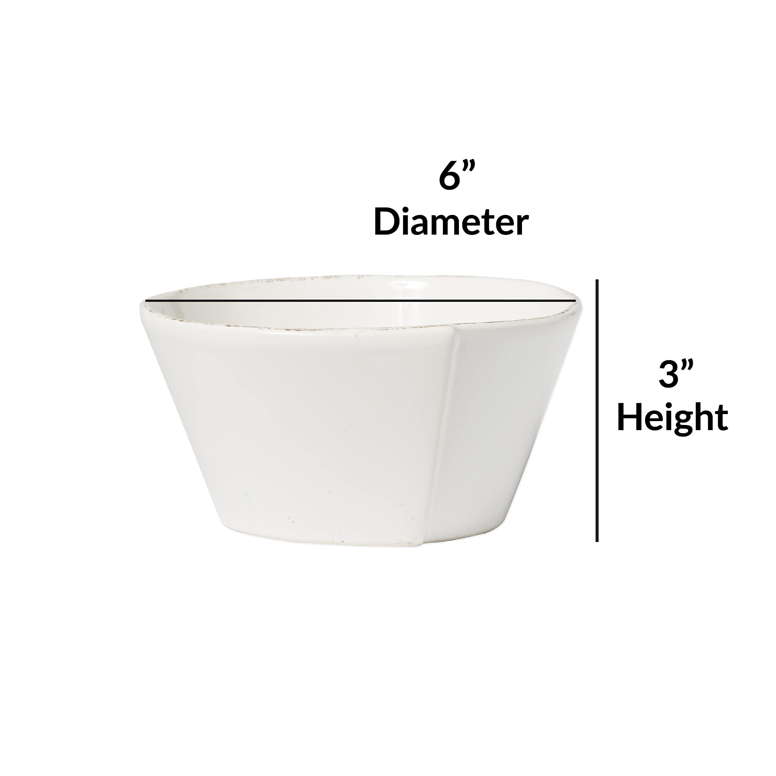 Vietri Lastra Holiday White Stacking Soup and Cereal Bowl Set - 4-Piece 6-Inch Stoneware Deep Oatmeal Dining Dish for Everyday Meals, Entertaining & Holiday Gatherings