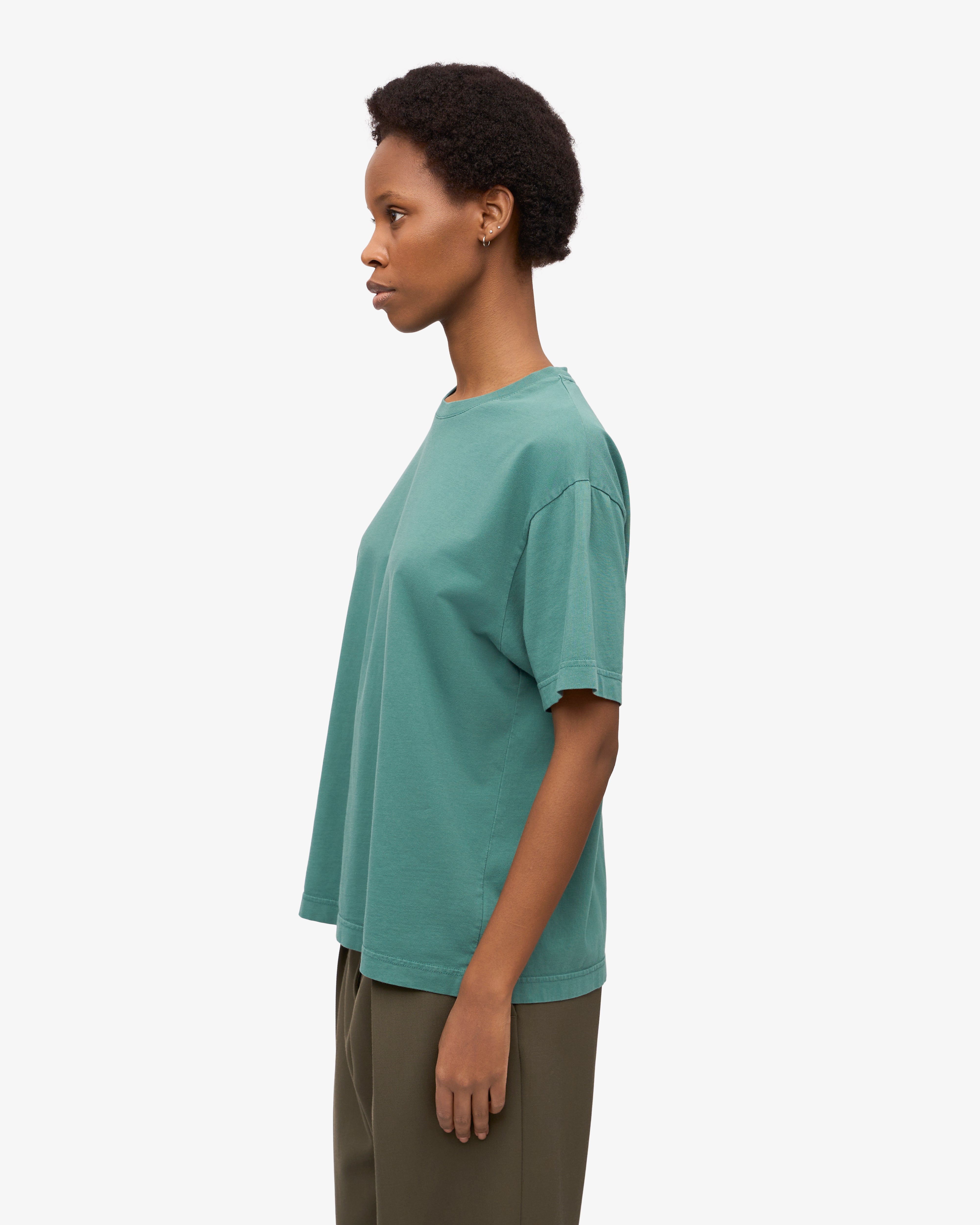 Organic Oversized T-Shirt for Women - Soft & Comfortable Pine Green Tee - Perfect for Casual Wear, Loungewear & Street Style