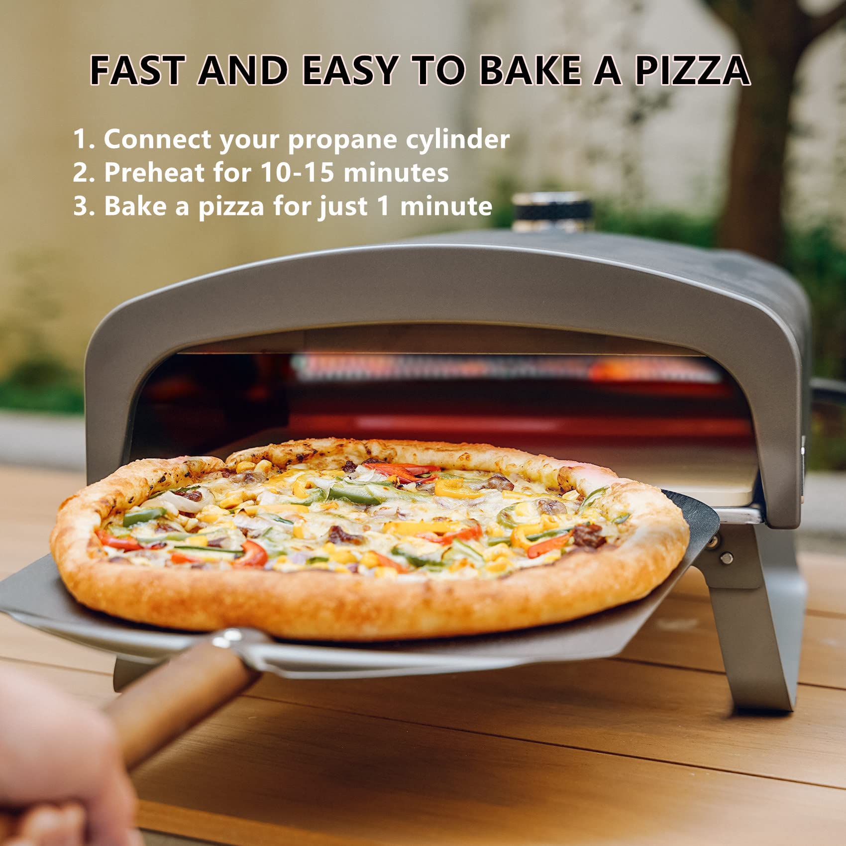 Portable Gas Pizza Oven for Outdoor Cooking - 13x13 Inch Pizza Stone Included | Backyard Pizza Maker for Parties, Camping & Picnics | Perfect Outdoor Kitchen Accessory & Gift Idea (Model PS100)