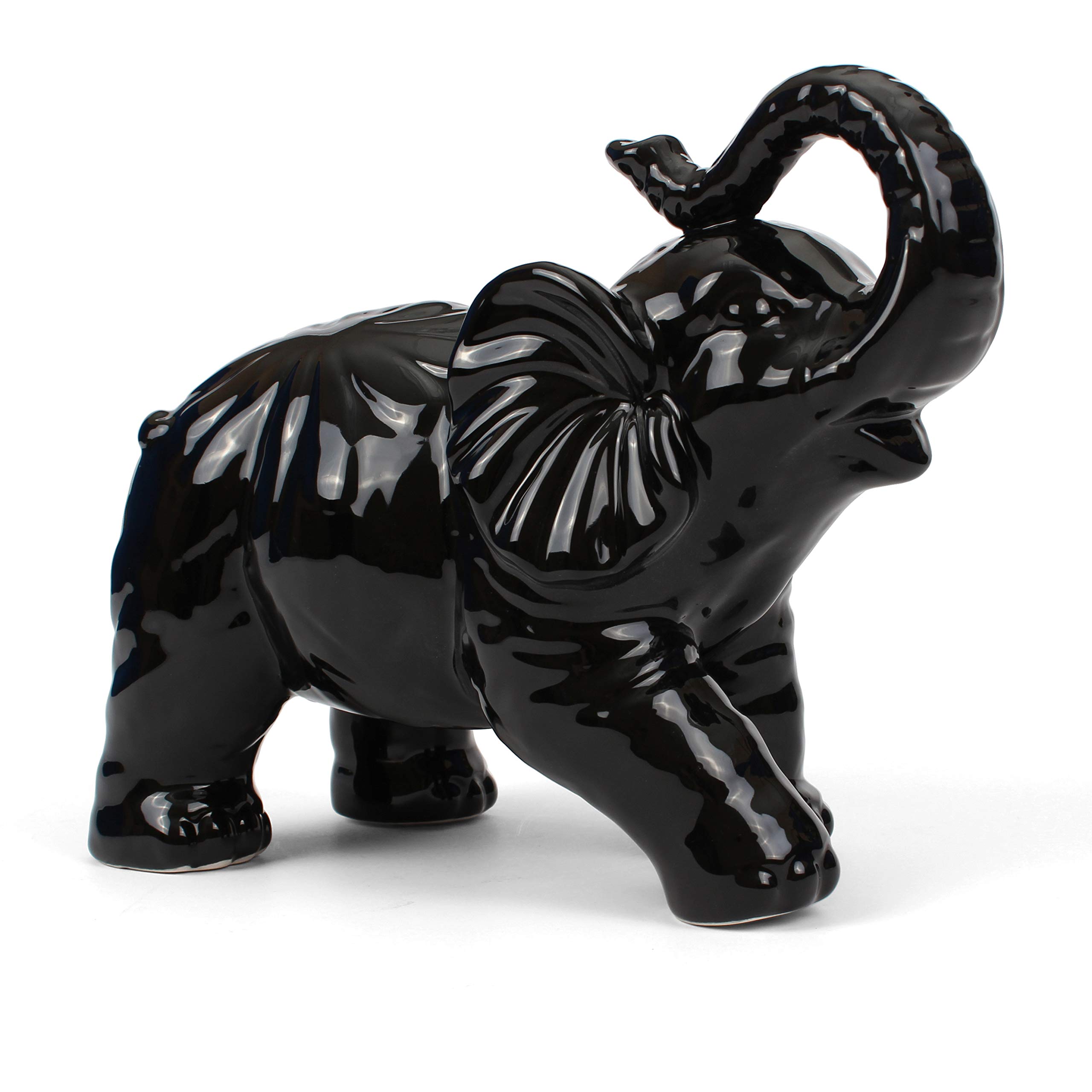 Milltown Merchants™ Large Black Ceramic Elephant Statue - 9