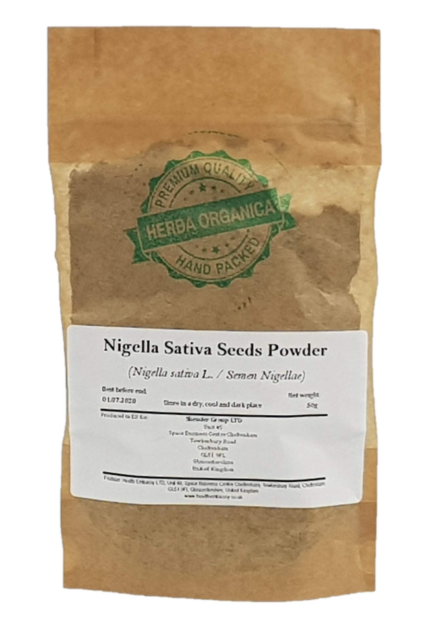 Organic Black Seed Powder (Nigella Sativa) - 50g Loose Powder for Cooking, Baking & Herbal Remedies - Herba Organica Premium Quality