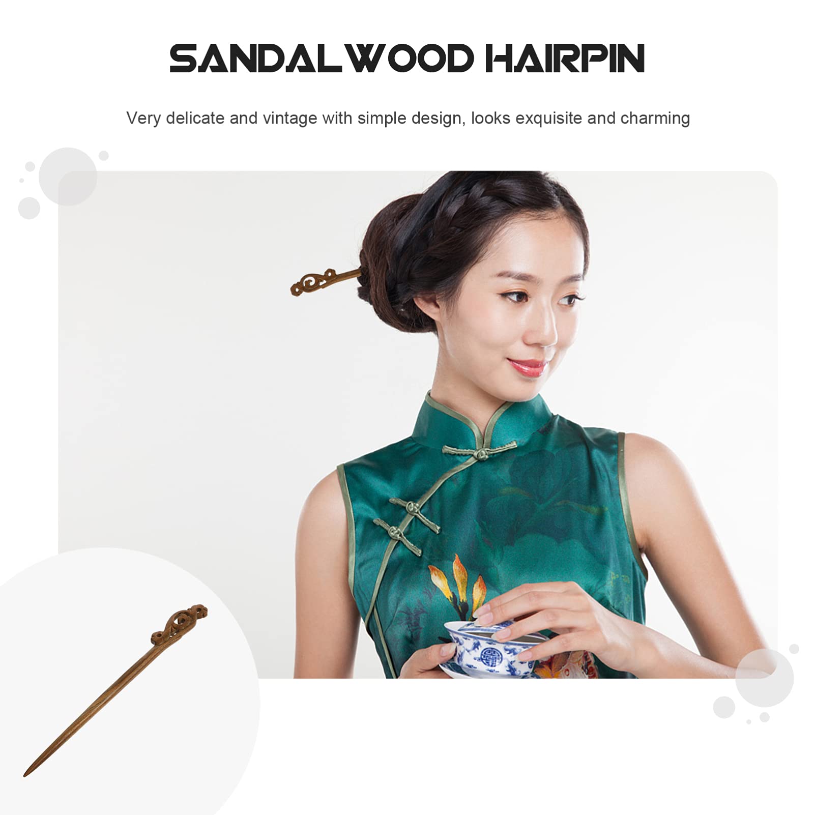 Healifty Sandalwood Hair Sticks - Japanese & Chinese Style Hair Chopsticks for Women, Wooden Hairpin Headdress Accessories (Dark Red) - Perfect for Bun, Updo & Traditional Hairstyles