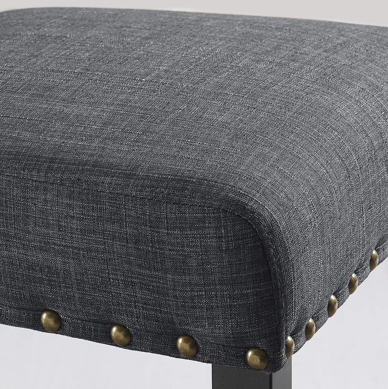 Roundhill Furniture Biony Gray Fabric Dining Chairs with Nailhead Trim - Set of 2 Modern Upholstered Side Chairs for Kitchen, Dining Room, and Breakfast Nook - Comfortable Seating with Stylish Accent Design