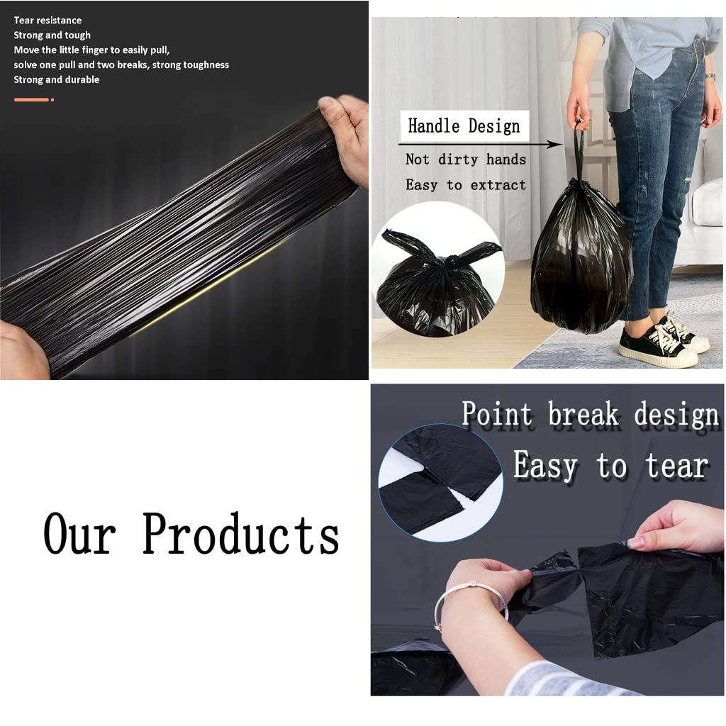 Small Black Trash Bags 200 Count - 4 Gallon Thickened Garbage Bags Value Pack for Office, Kitchen, Bedroom Waste Bins | Perfect for Small Spaces, Bathrooms & Home Use
