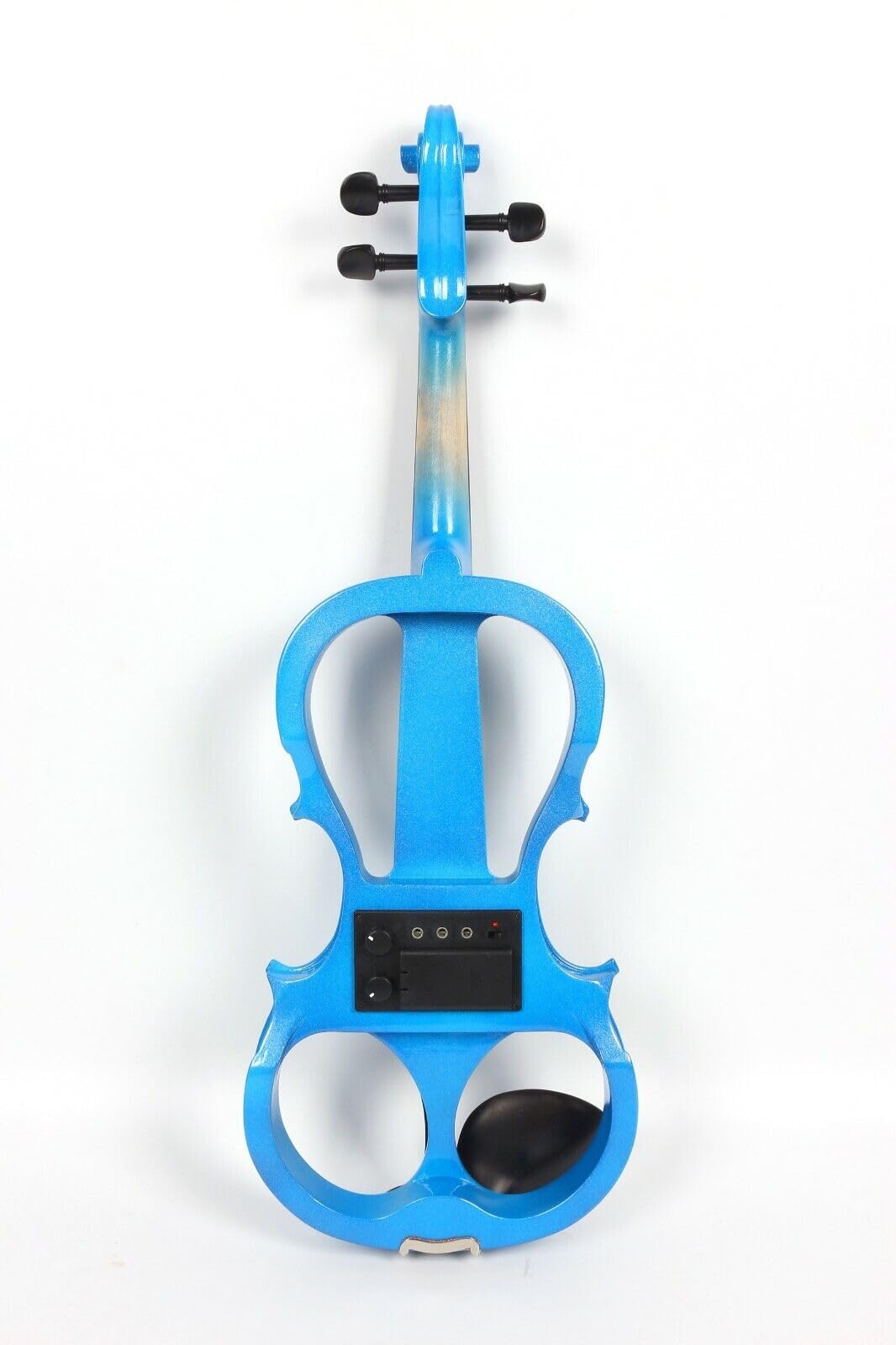 Electric Violin Full Size - Solid Wood Body with Ebony Fittings, Silent Electric Violin Kit Includes Case, Bow & Cable - Perfect for Beginners, Students & Adults (Style-EV5, Blue) - Ideal for Practice, Performances & Home Recording