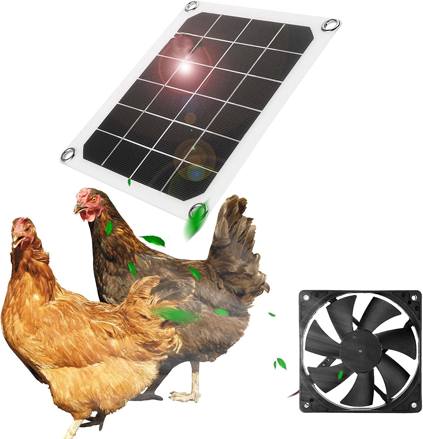 10W Solar Powered Dual Fan Kit - Waterproof Outdoor Solar Exhaust Ventilation Fan for Greenhouse, Chicken Coop, Dog House, Window Ventilation | Perfect for Summer Cooling & Air Circulation