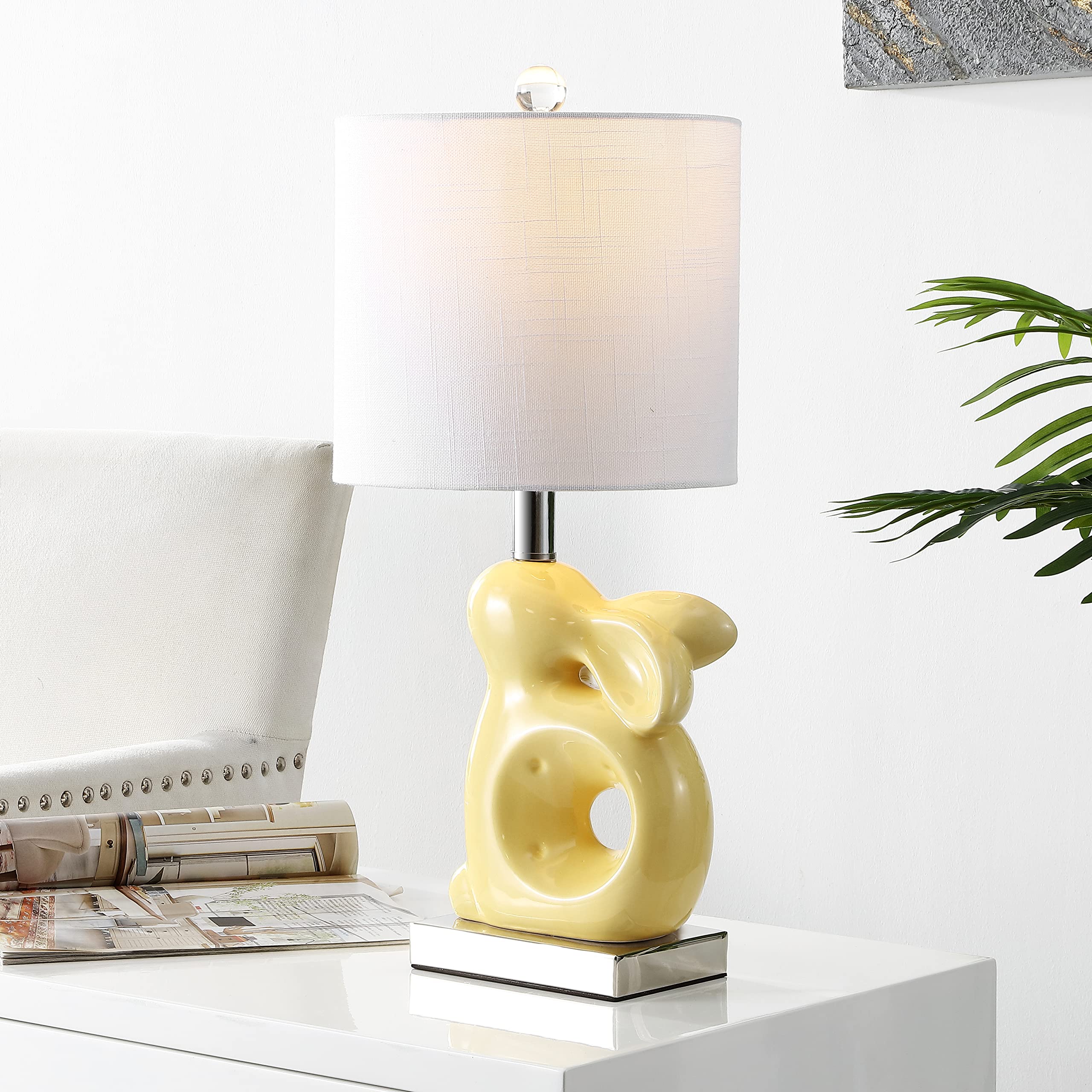 Safavieh Kids Ruby Rabbit Yellow Ceramic 19-inch Table Lamp with LED Bulb - Cute Night Light for Bedroom, Nursery, Living Room & Home Office Desk - Perfect for Reading, Study & Decor